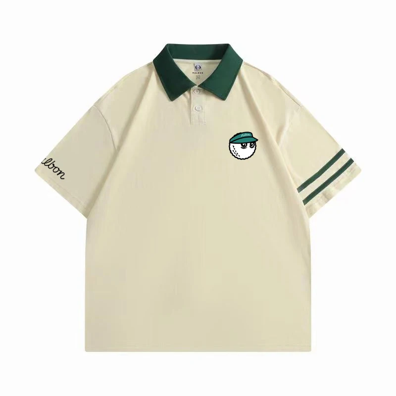 

Summer New MALBON Golf Embroidery Cotton Short Sleeve T-shirt Men's Business Jersey POLO Sweat-absorbing Soccer Jersey