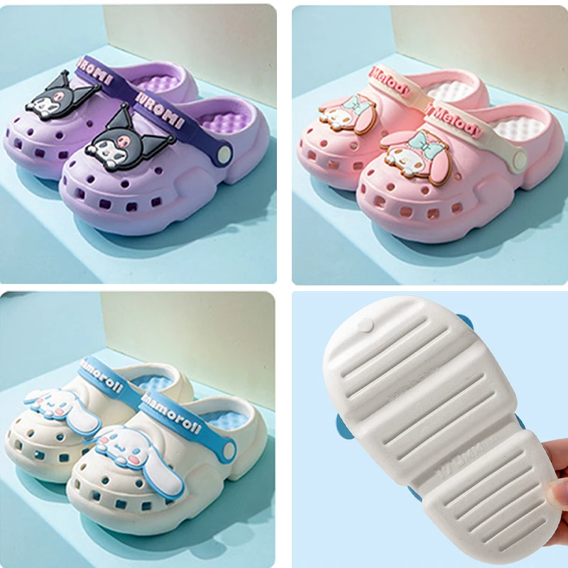 

Sanrios My Melody Cinnamoroll Kuromi Anime Kawaii Kids Sandals Summer New Soft Comfortable Cartoon Eva Crocs Birthday Gifts