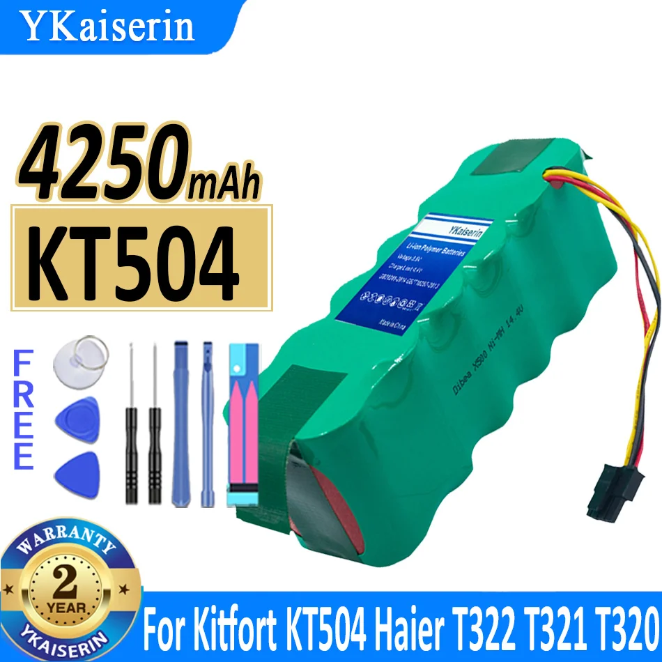 

4250mAh YKaiserin Battery KT 504 for Haier T322 T321 T320 for Panda X500 X580 X600 Ecovacs Mirror CR120 for Kitfort KT504 Dibea