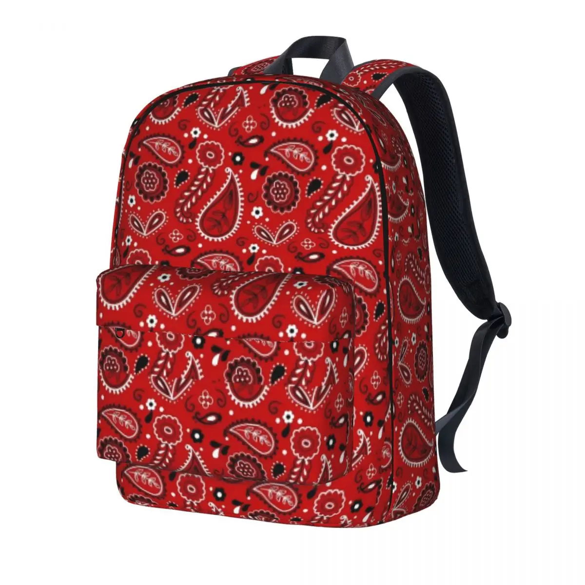 

Red Paisley Design Backpack Retro Print Student Polyester Outdoor Style Backpacks Breathable Cool School Bags Rucksack