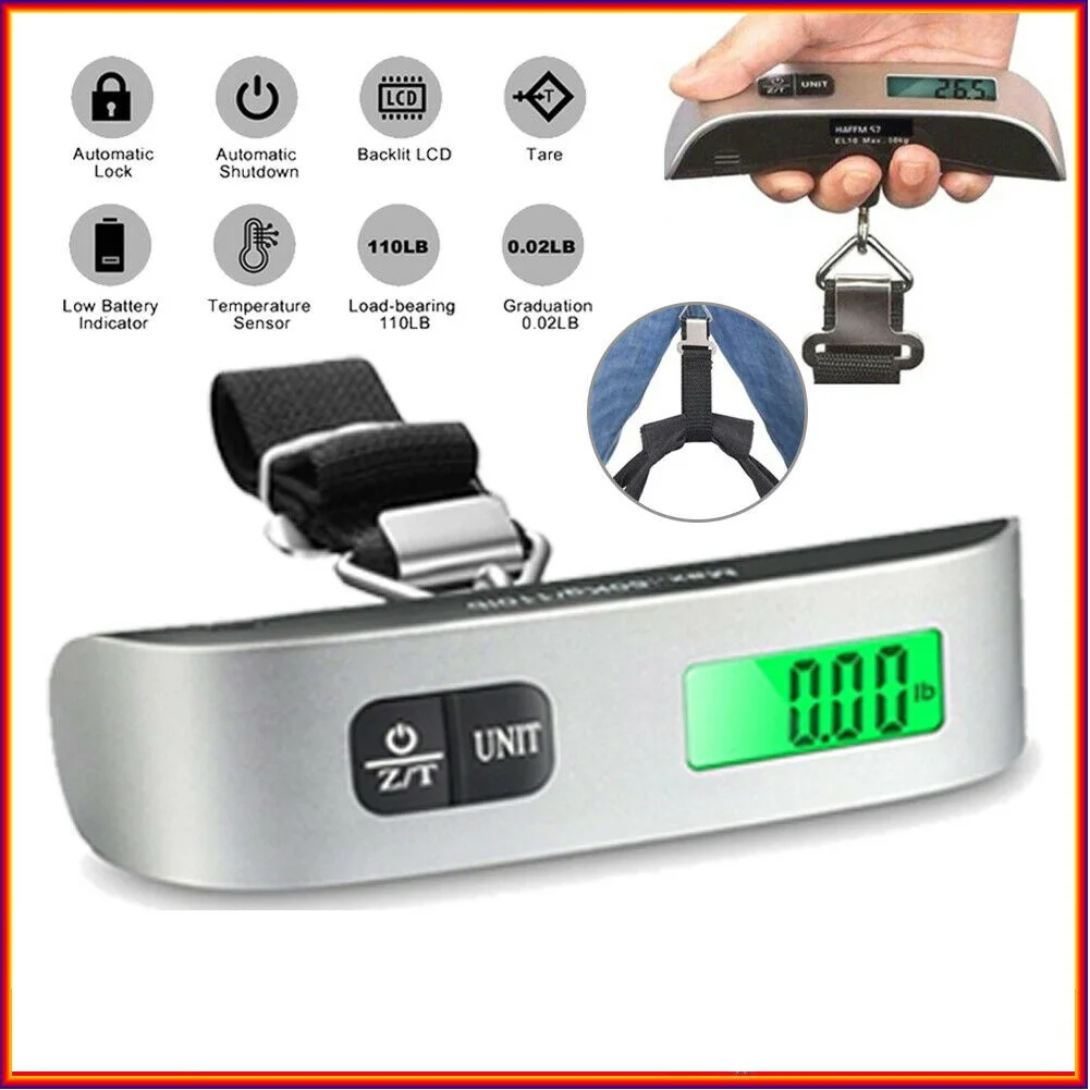 

50kg LCD Digital Electronic Luggage Scale Portable Suitcase Hanging Weight AU