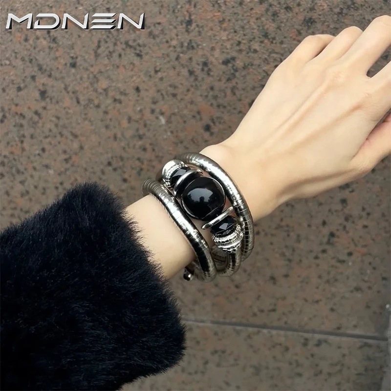 Новинка 2024 эластичный браслет из черного агата в ретро стиле мужские и женские