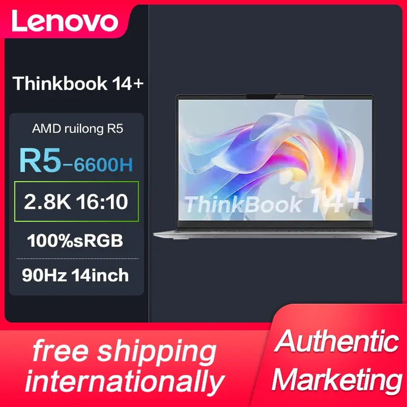 

New Lenovo ThinkBook 14+ Ryzen R5-6600H/R7-6800H 2.8K 90Hz 14inch Slim Laptop Notebook