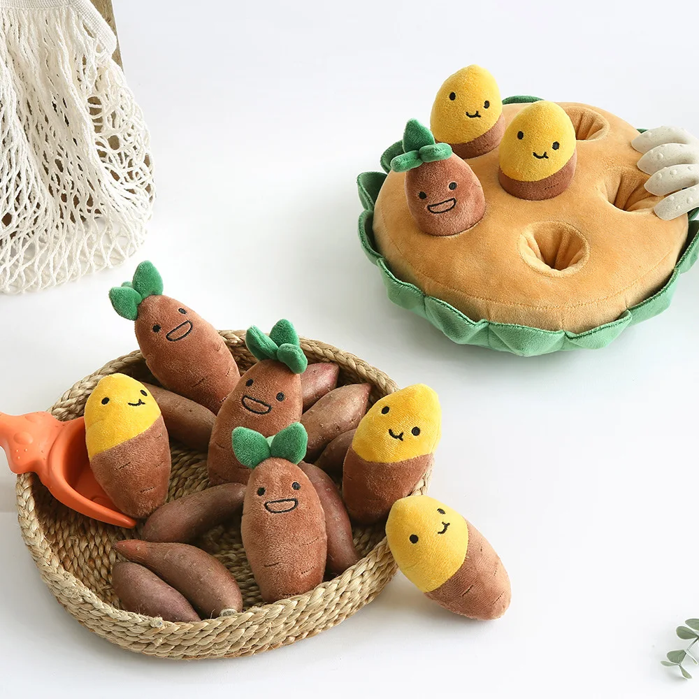 

New Ins funny Dog Toy Pull Sweet Potato Sweet Potato Set Pet Toy Squeaky Pet Hidden Food Toy Interactive Dog Toy Dog Chew Toys