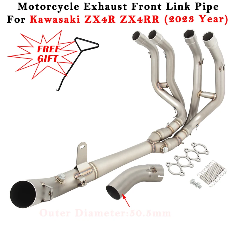 

Motorcycle Exhaust System Modified Muffler 51mm Front Middle Link Pipe Connect Escape For KAWASAKI ZX 4R 4RR ZX4R ZX4RR 2023