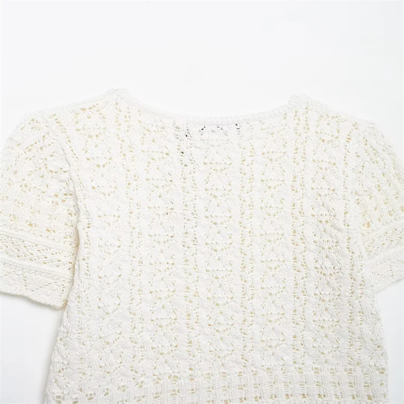 Летняя женская трикотажная куртка ZBZA новинка 2024 модный жаккардовый сетчатый