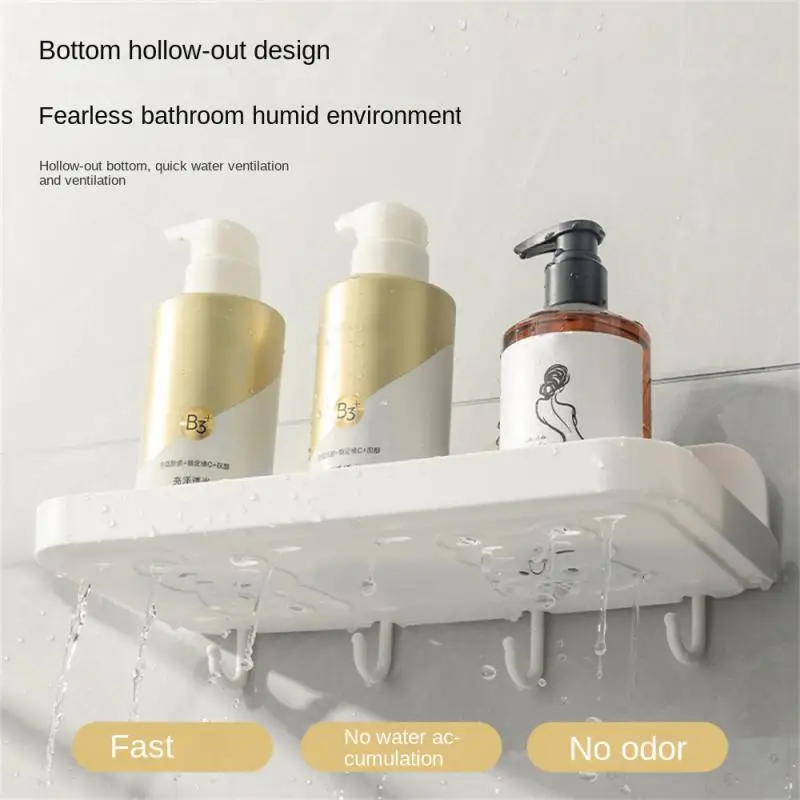 

No Punching Safety Material Cream White Shelf Open As You Go 30.5*15*2.5cm Storage Rack Adhesivewall-mounted Save Space Folding