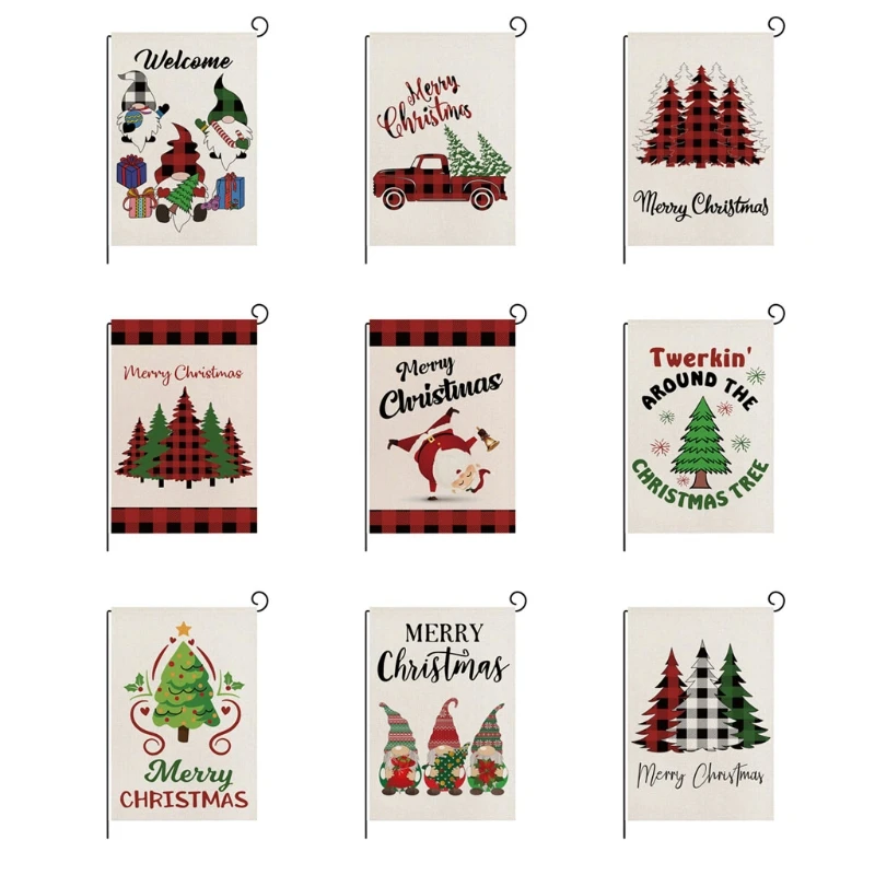 

D0AD Christmas Garden Flag Winter Happy Festival Party Window Yard Home Decoration