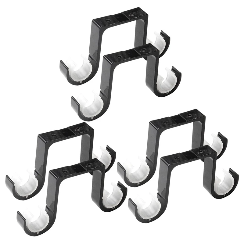 

6Pcs Double Curtain Rod Brackets Ceiling Mount Supports Aluminum Alloy Black