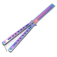 1pc automatic spin comb butterfly color titanium hairdressing tools butterfly knife safety long lasting comb