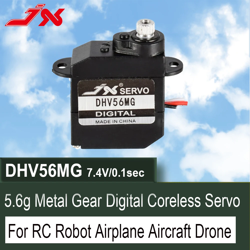 JX Servo PDI-D56MG/DHV56MG 5,6g, металлическая шестерня, цифровой сервопривод без сердечника для радиоуправляемых моделей вертолетов с неподвижным крылом JX Servo PDI-D56MG/DHV56MG 5,6g, металлическая шестерня, цифровой сервопривод без сердечника для радиоуправляемых моделей вертолетов с неподвижным крылом