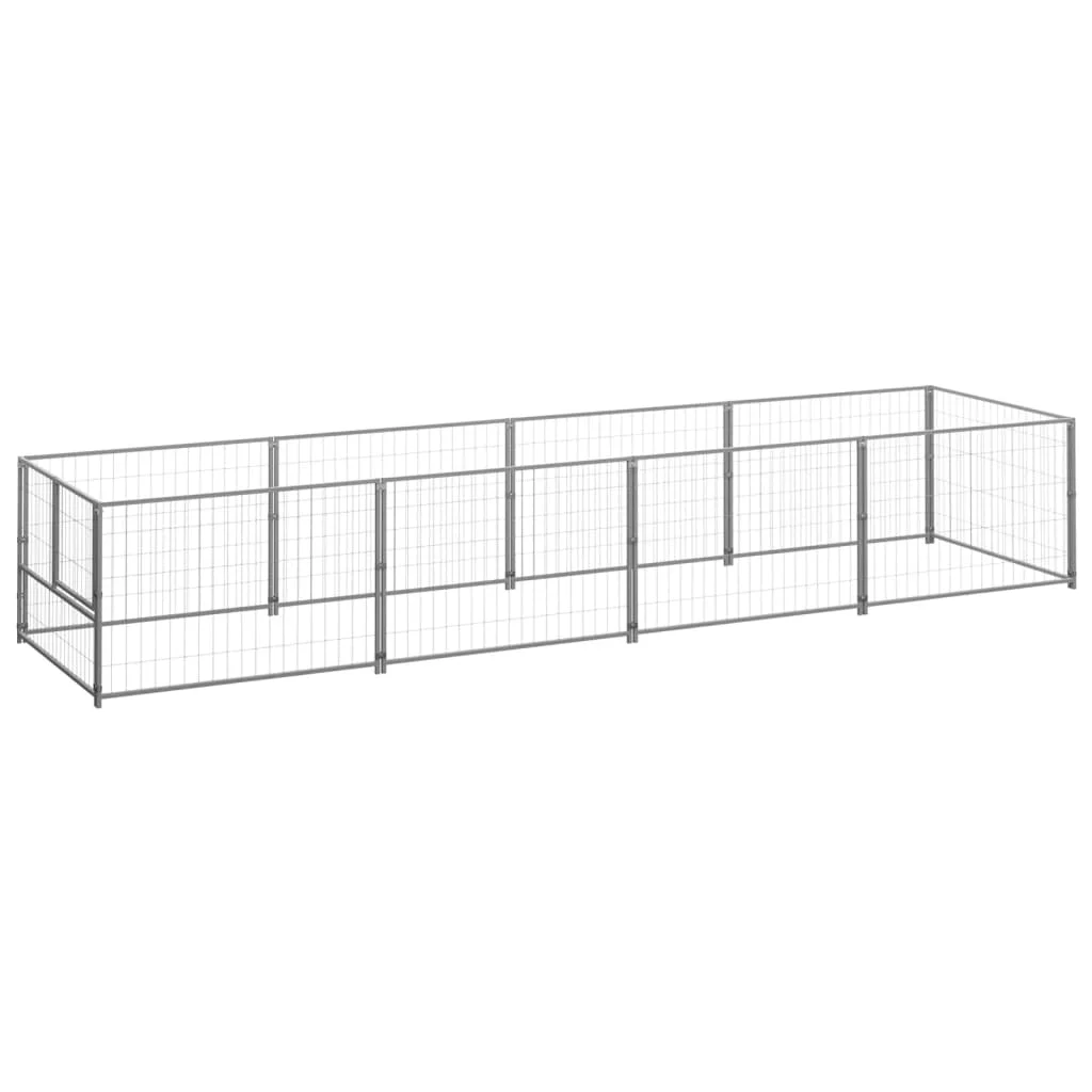 

Dog Kennel, Pet Supplies Dog Runs, Silver 4 m² Steel