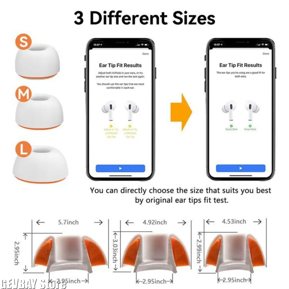 Фото Сменные амбушюры из пены с эффектом памяти для AirPods Pro 1/2, 3 пары, удобные губчатые насадки для наушников №5