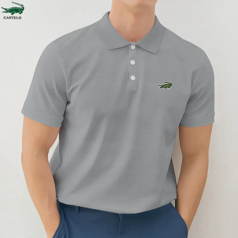 

Embroidery CARTELO EU US POLO Shirt Men's Short -sleeved T -shirt 2023 Summer Solid Color Lapel Breathable Men's Top Wholesale