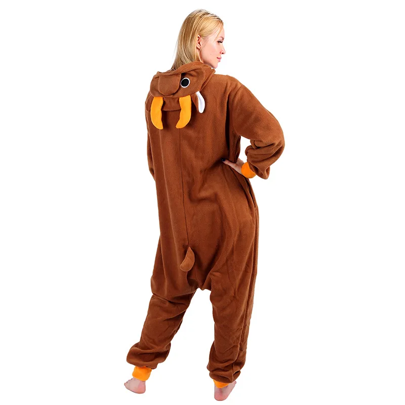 Unisex Winter One-Piece Cartoon Mi-Lu Pajamas With Two Antlers Polyester WarmComfort Double Breasted Length To The Thigh Cosplay