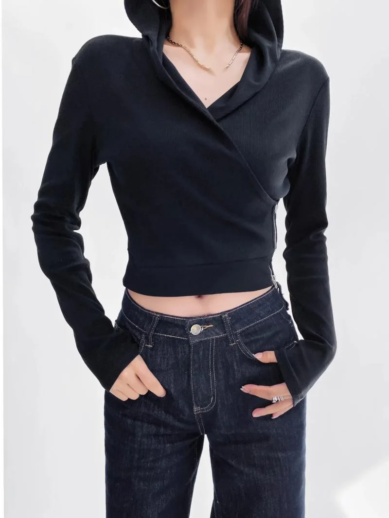 2024 ранняя осень пряная девушка кардиган с перекрестным v-образным вырезом и