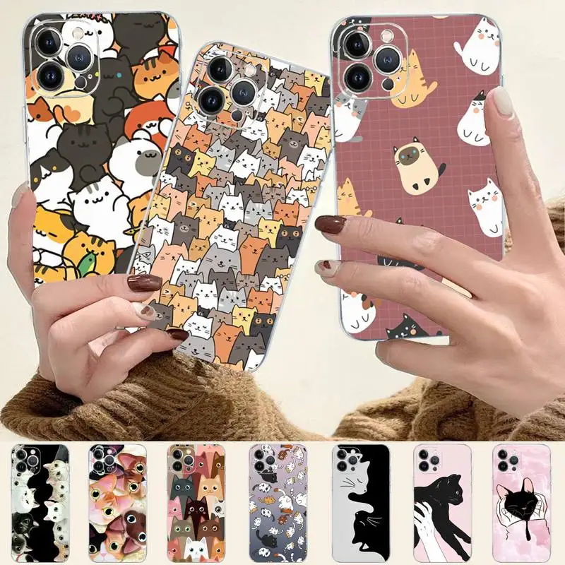 

Cat Cute Kitten Catling Phone Case For iPhone 8 7 6 6S Plus X SE 2020 XR XS 14 11 12 13 Mini Pro Max Mobile Case