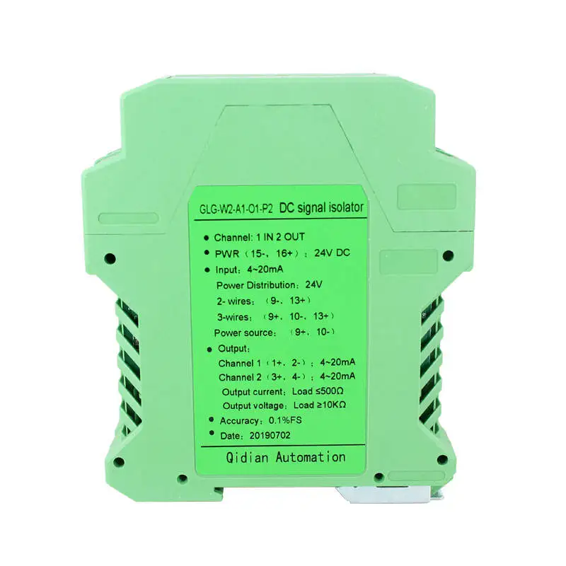 

4-20mA signal converter with DC24V power 1 in 1 out 4-20mA analog Signal transmitter input output DC signal isolator isolation