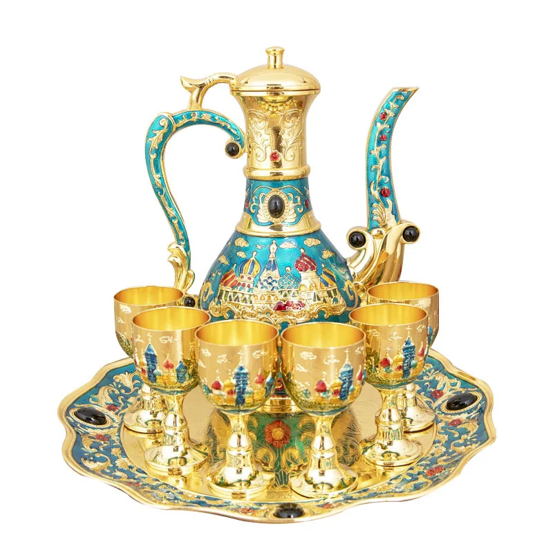 

European Bar Sets Metal Retro Style Wine Glass Wine Bottle Tray Wine Dispenser