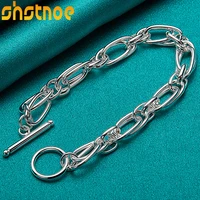 925 sterling silver smooth circle chain bracelet for women men party engagement wedding gift fashion charm jewelry