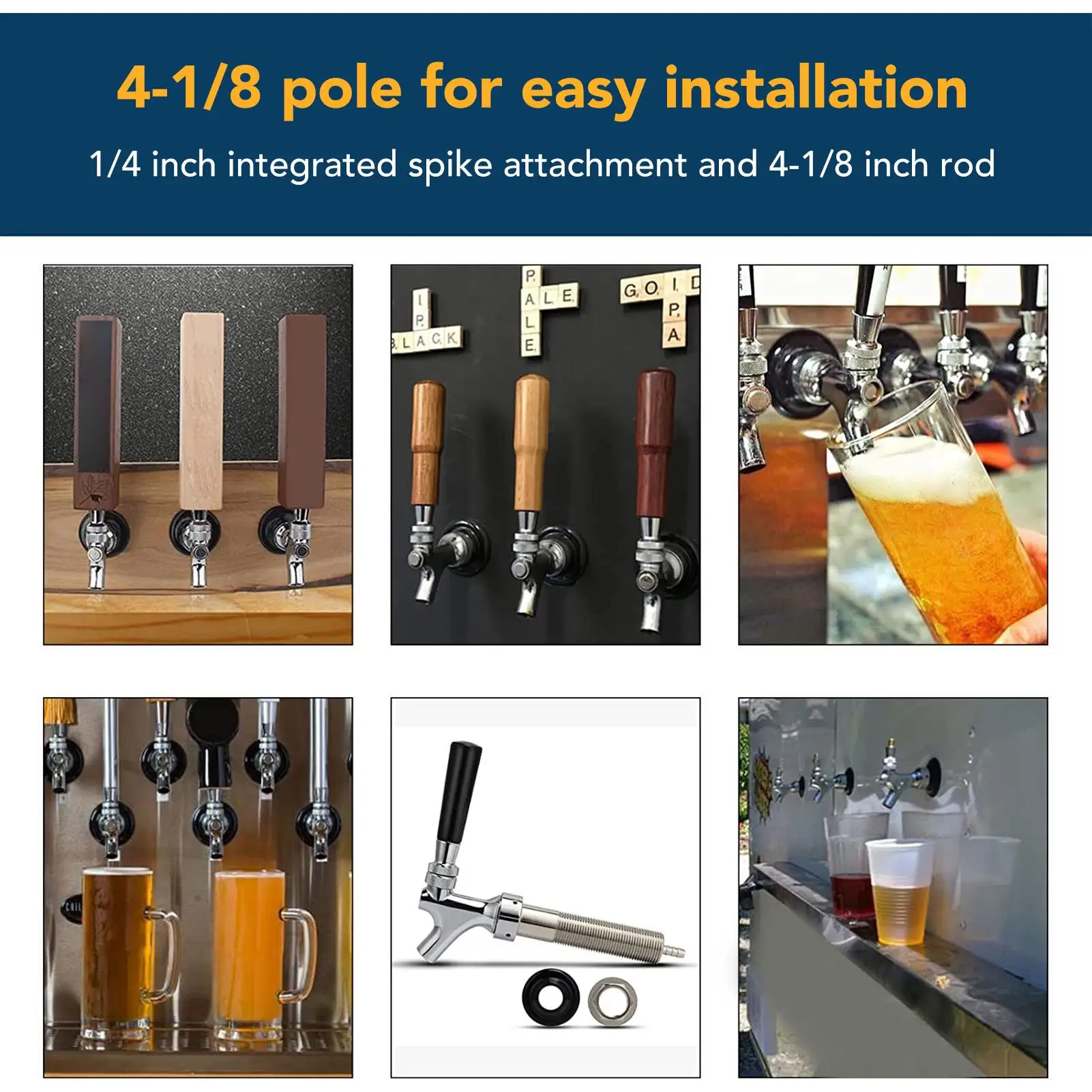 Кран для пива из нержавеющей стали премиум-класса с зазубриной 1/4 и резьбой G1/2