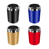 1 pc new universal car ashtray metal liner with led light multi function portable high flame retardant auto trash can with cover