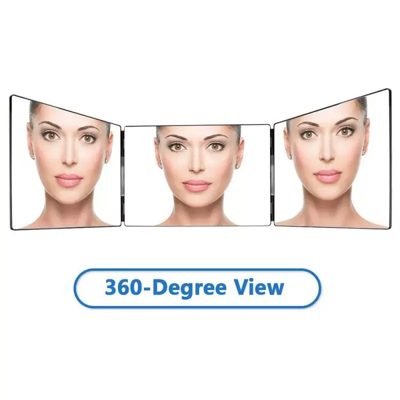 

NEW2023 Portable Hanging Three-sided Folding Mirror Bathroom 3-Way 360° Viewing Mirror Shaving Make Up Mirror Retractable Table
