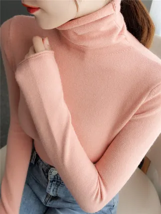 

Long-sleeved women's bottoming outer wear autumn and winter hedging all-match blouse women's casual hedging half high collar