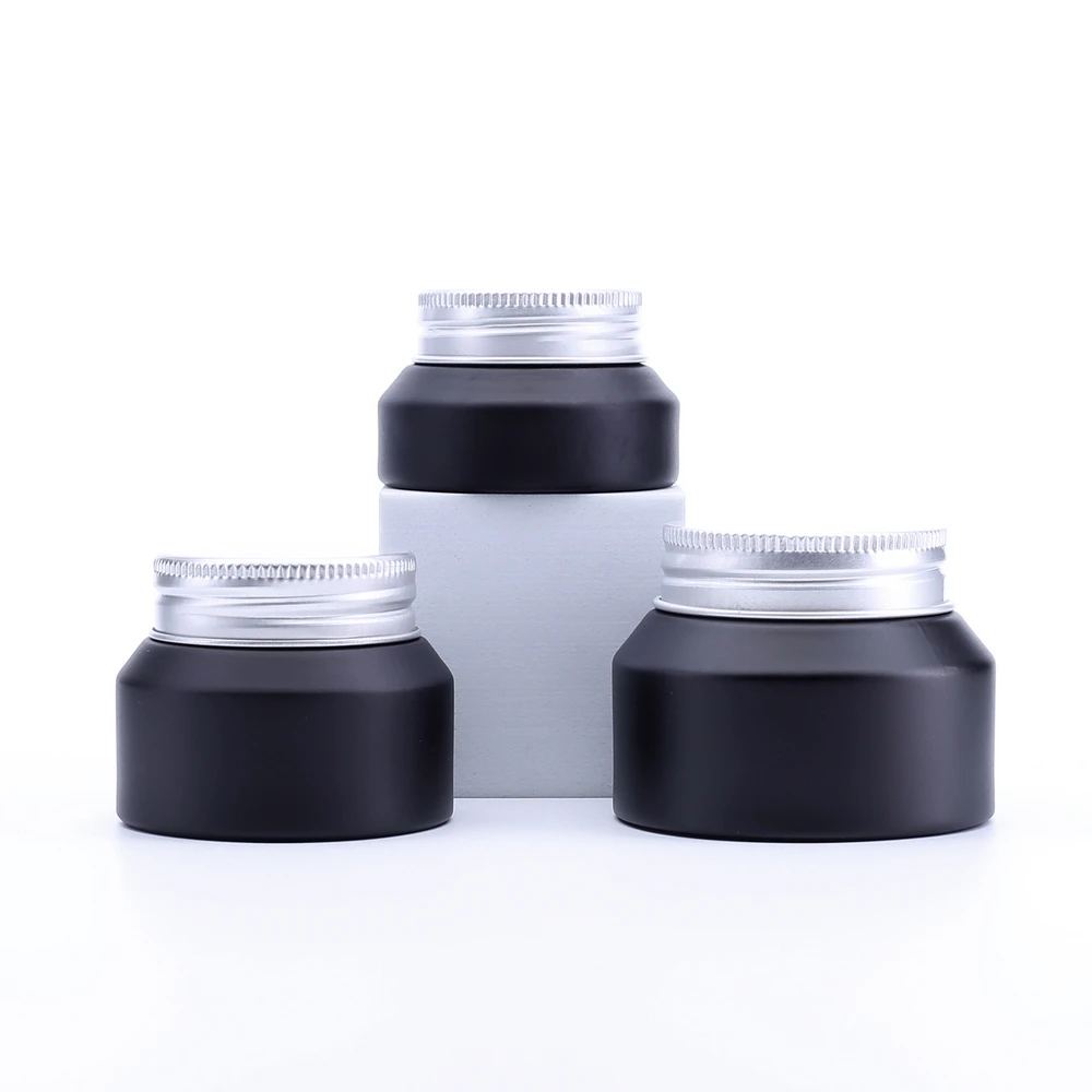 

2PCS 15G 30G 50G Black Empty packing botellas rellenables Glass Cosmetic Jars Makeup Container Lotion Bottle Vials Face Cream
