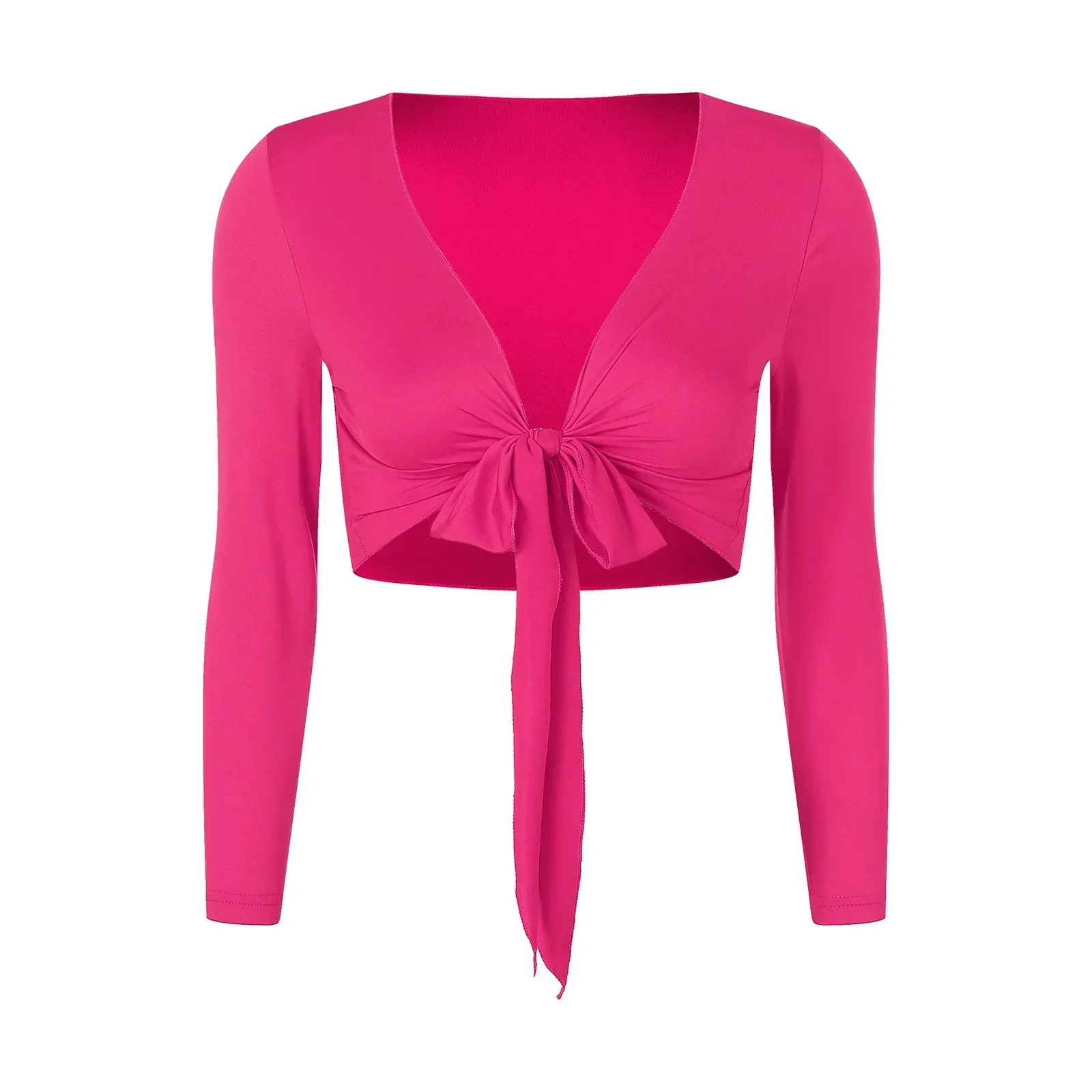 Женский кардиган для танца живота однотонный укороченный топ с длинным рукавом и