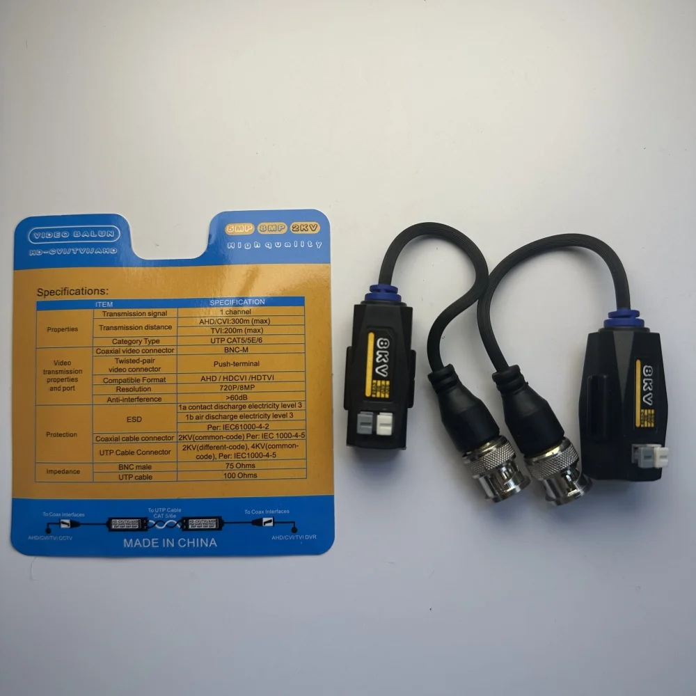 Передатчик витой пары видеонаблюдения HD AHD CVI TVI Video Balun UTP 1080p 5MP 8MP 4K
