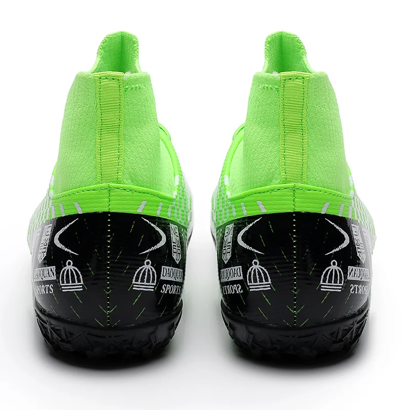 High quality TF Soccer Boots for Men Fashion Green Boys Football Shoes Outdoor High Ankle Men's Futsal Cleats crampon football