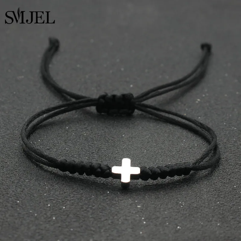 

12 Color Small Cross Charm Lucky Bracelet Red Black Blue Rope Bracelet Adjustable Fashion Couple Jewelry Special Gift Birthday