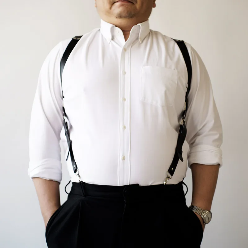 Фетиш кожаный нагрудный ремень с медведем Мужская портупея регулируемый