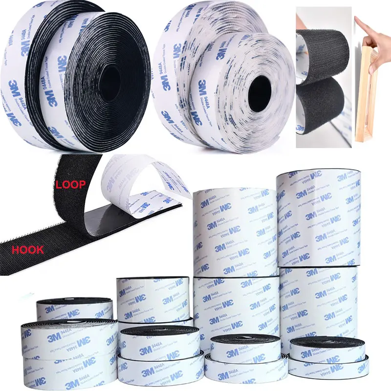 

3M/Pairs Self Adhesive Hook and Loop Tape Nylon Fabric Sticker Fastener Strips Tape for Home and Office 20/25/30/38/50/100mm
