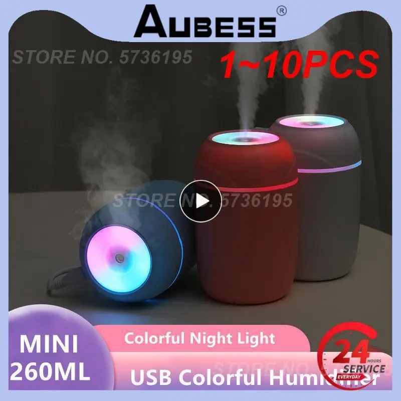 

1~10PCS New Portable USB Air Humidifier 260ml Ultrasonic Essential Oil Diffuser Cool Mist Purifier Aromatherapy For Car