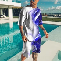 2022 new summer sports suit set men tracksuit two pieces fashion casual streetwear 3d print tshirt loose shorts sportswear sui