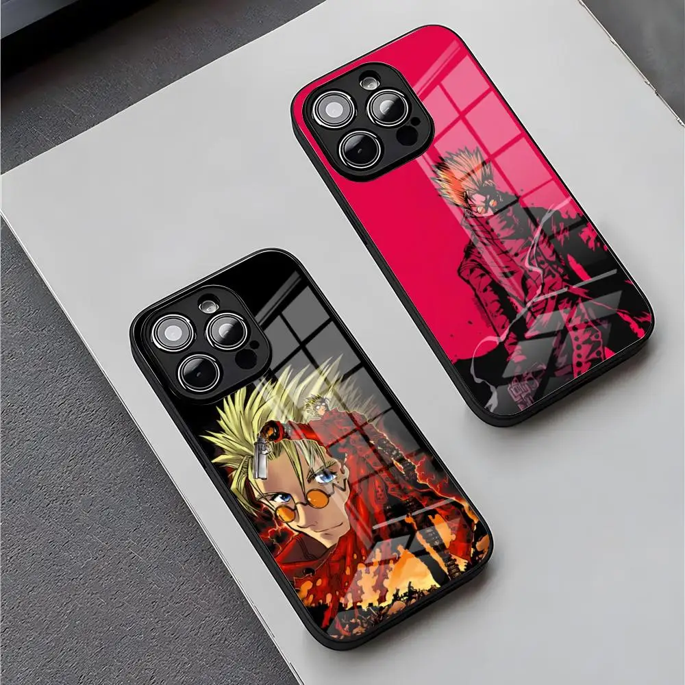 Фото Чехол для телефона TRIGUN STAMPEDE в стиле аниме для iPhone 15 Pro Max, 14 Plus, 17 Pro Max, 12, 11, 13, X, XR, XS, 16 Plus, Air, SE, стеклянная накладка. №1