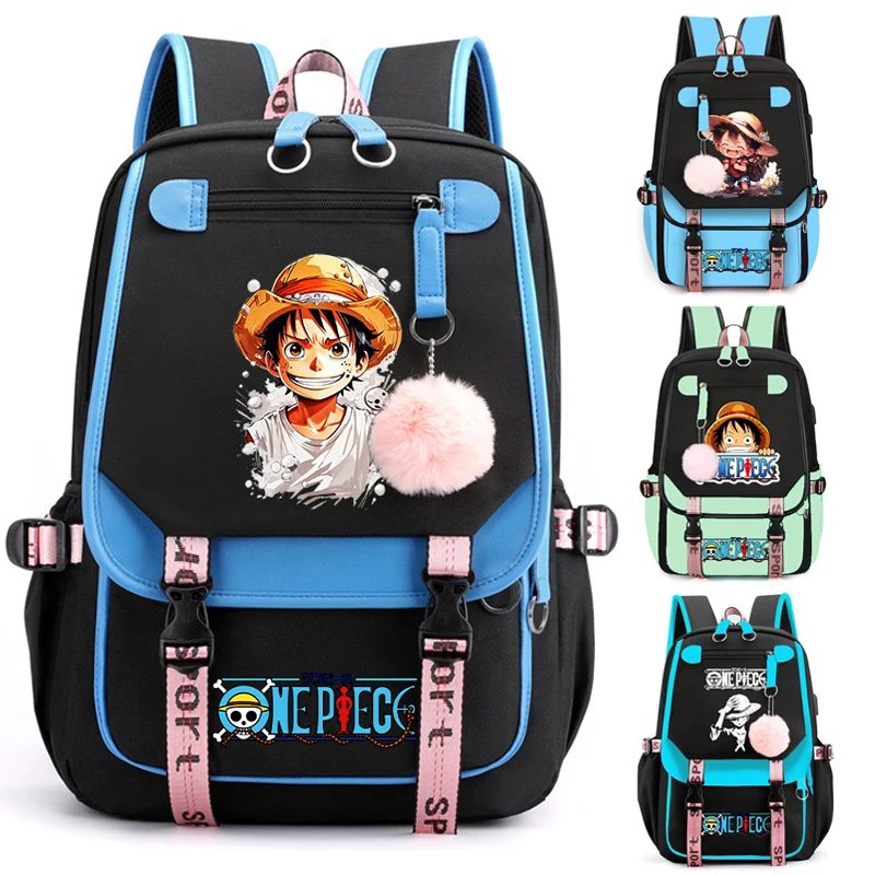 Anime One Piece Plecak na laptopa dla nastolatka Chłopiec Dziewczyna Powrót do szkoły Torba Kobiety Mężczyźni Rozrywka podróżna