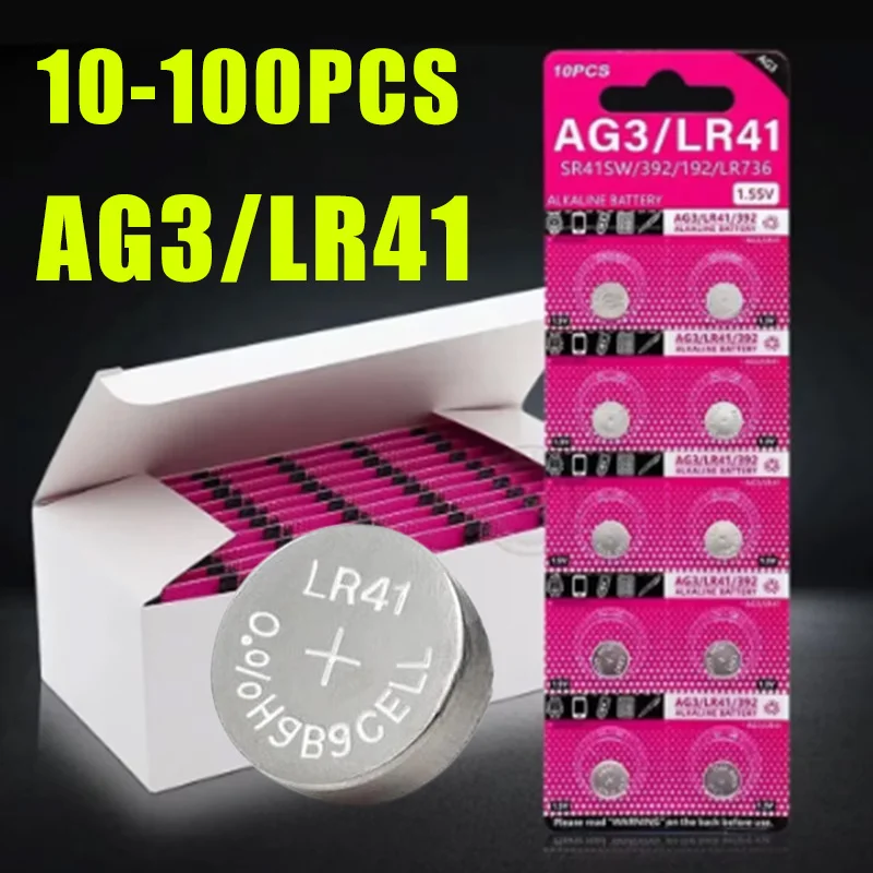100 ~ 10 шт. 1 55 В AG13 LR41 Батарейки-таблетки L1154 RW82 SR1154 SP76 pila SR44 A76 LR1154 GP7 Cell Coin Watch Toys