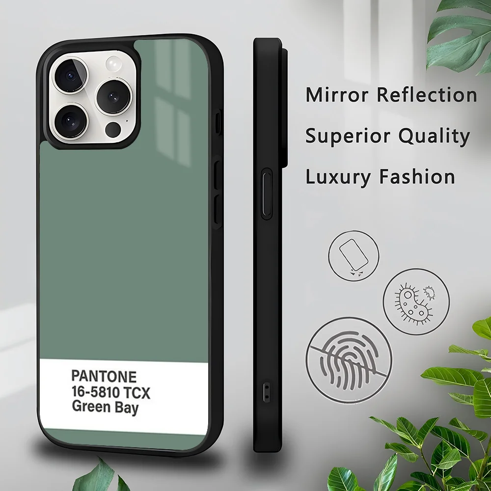 Pantone 16-5810 TCX Green Bay Чехол для телефона с сильным магнитом IPhone 16 15 14 13 Pro Max 11 12 Mini Alex Mirror