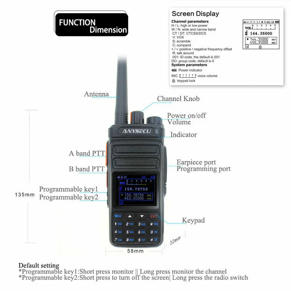 ANYSECU UVF9plus 10W UHF VHF Two Way Radio with Frequency Counter Function 6800mAh Dual Band Standby Walkie Talkie |