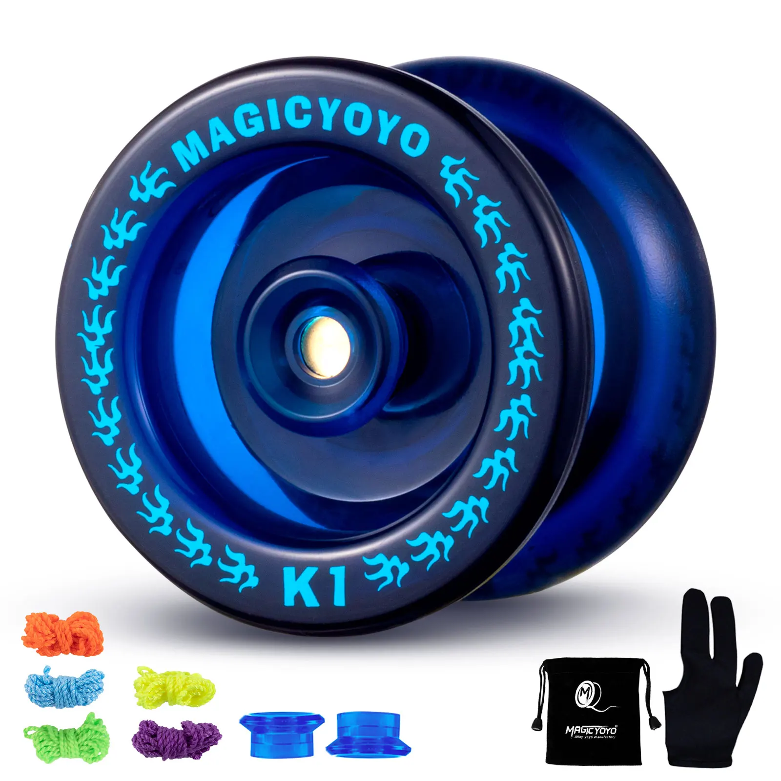 MAGICYOYO K1-Plus Professional Responsive Yoyo for Kids Beginner, Durable Plastic Yo yo with 5 Yoyo Strings + Yo-Yo Glove + Bag