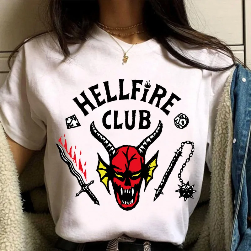 

Stranger Things Season 4 T Shirt Women Upside Down Tshirt Eleven Female Graphic Grunge Hellfire Club T-shirt Femme Tee Shirts