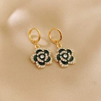 2022 camellia earrings for women black flower pendant trendy new exquisite jewelry party girl luxury accessories for women gift