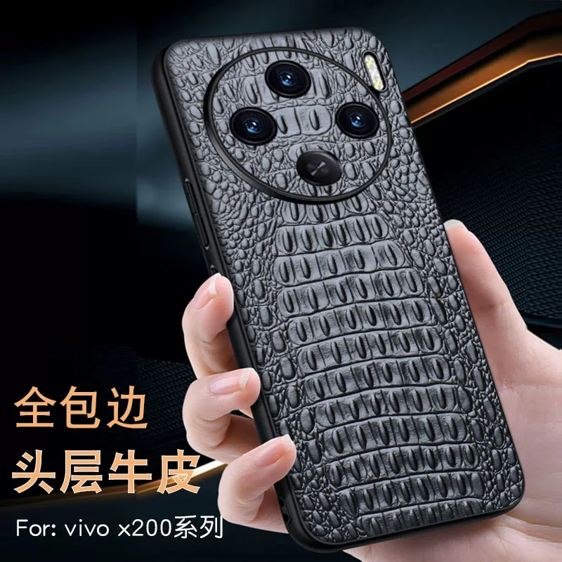 Wobiloo Luxury Brand Leather Genuine Phone Cases For Vivo X200 Pro Back Cover Case Bag Promini