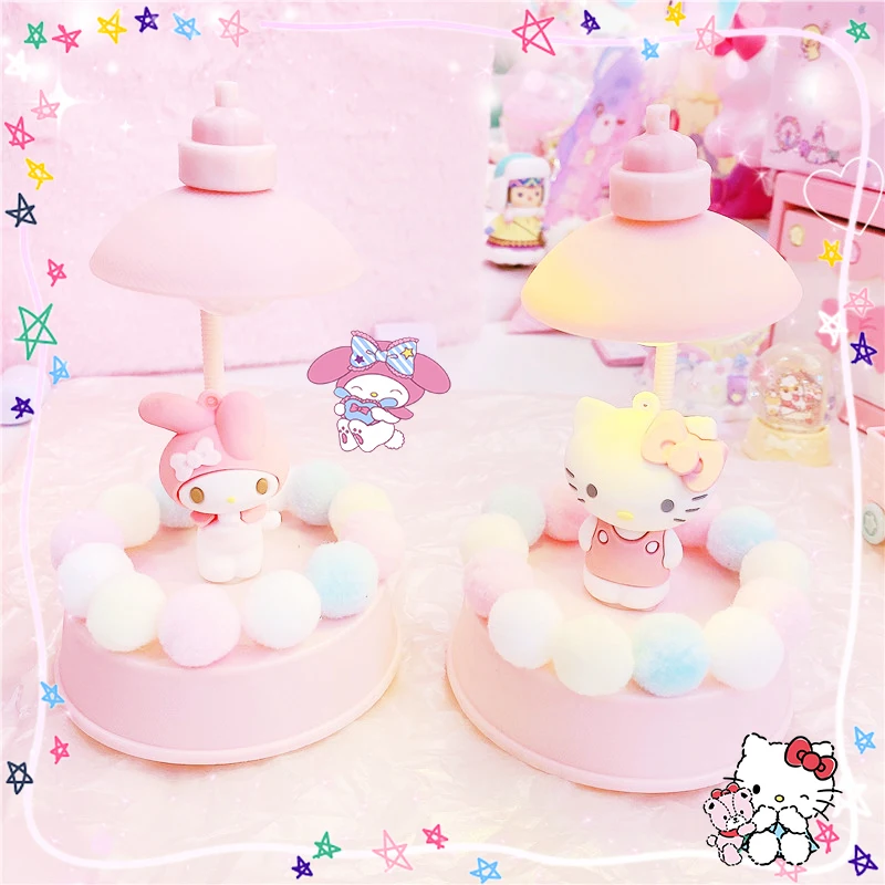 

Sanrioed Music Box Night Light Kawaii Bedroom Anime My Melody Hello Kitty Cute Practical Home Ornaments Students Girls Gifts Toy