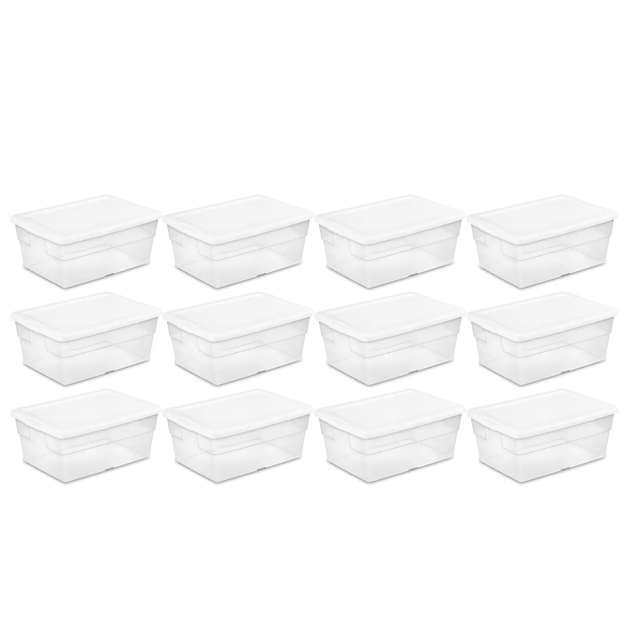 

Sterilite 16 кварт Штабелируемый контейнер для хранения с крышкой, прозрачный (12 упаковок)