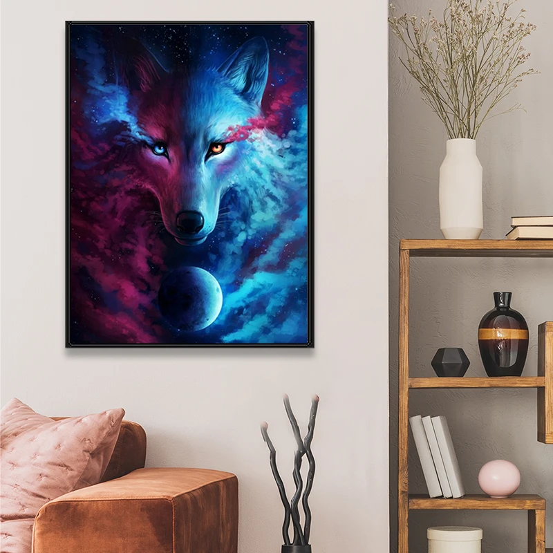 

5D DIY New Decorative Painting Blue Temple Wolf Diamond Embroidery Animal Home Cross Stitch Kit Decorative Painting Gift