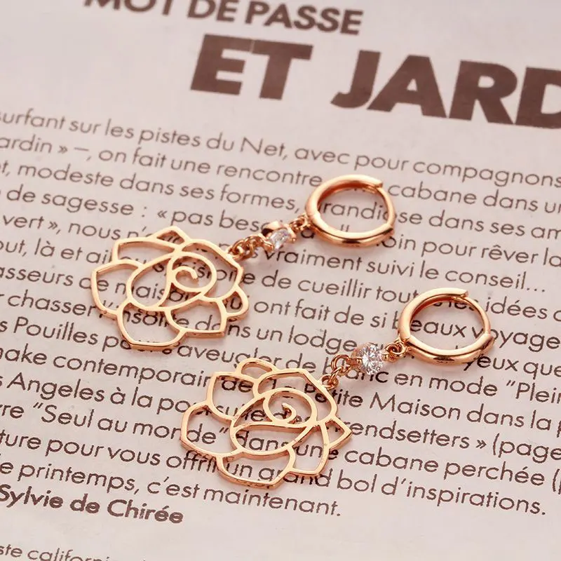 Женские серьги из розового золота 585 пробы с покрытием фиолетового 14 к набор